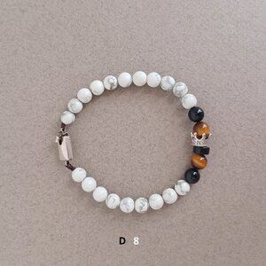 New men's solid 925 sterling silver and CZ crown with white turquoise bracelet